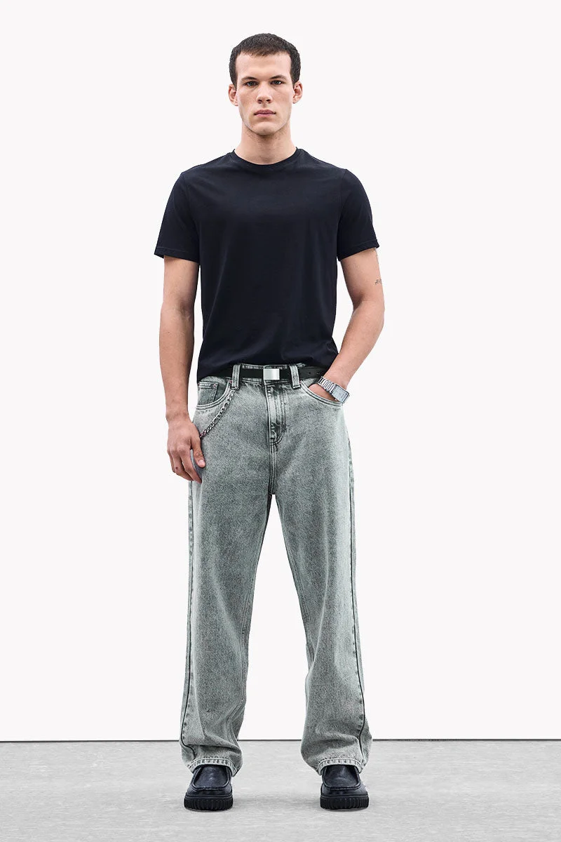 Snitch  Washed Baggy Core Lab Jeans for Men | Best Price UAE
